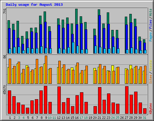 Daily usage for August 2013