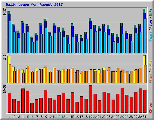 Daily usage for August 2017