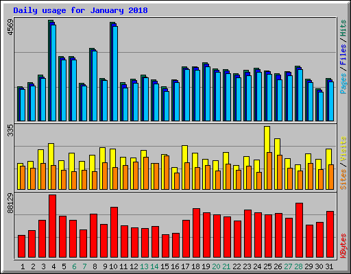 Daily usage for January 2018