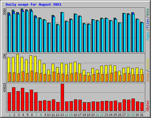 Daily usage for August 2021