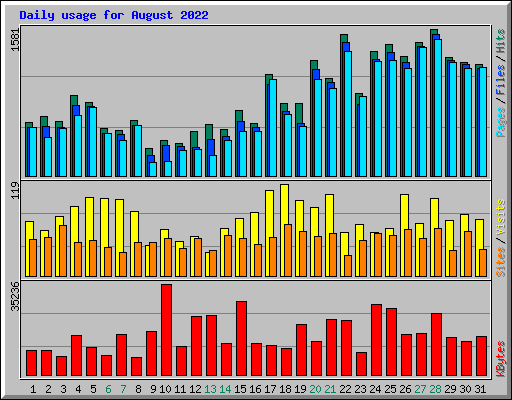 Daily usage for August 2022