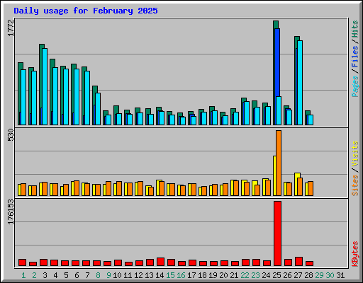 Daily usage for February 2025