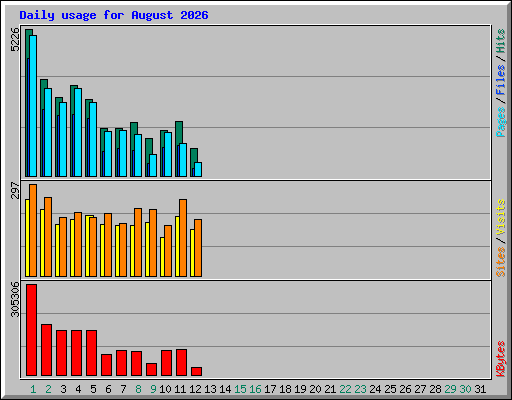 Daily usage for August 2026