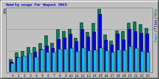 Hourly usage for August 2015