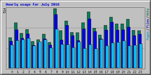 Hourly usage for July 2016