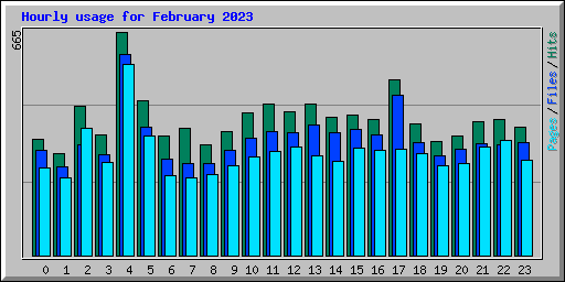 Hourly usage for February 2023